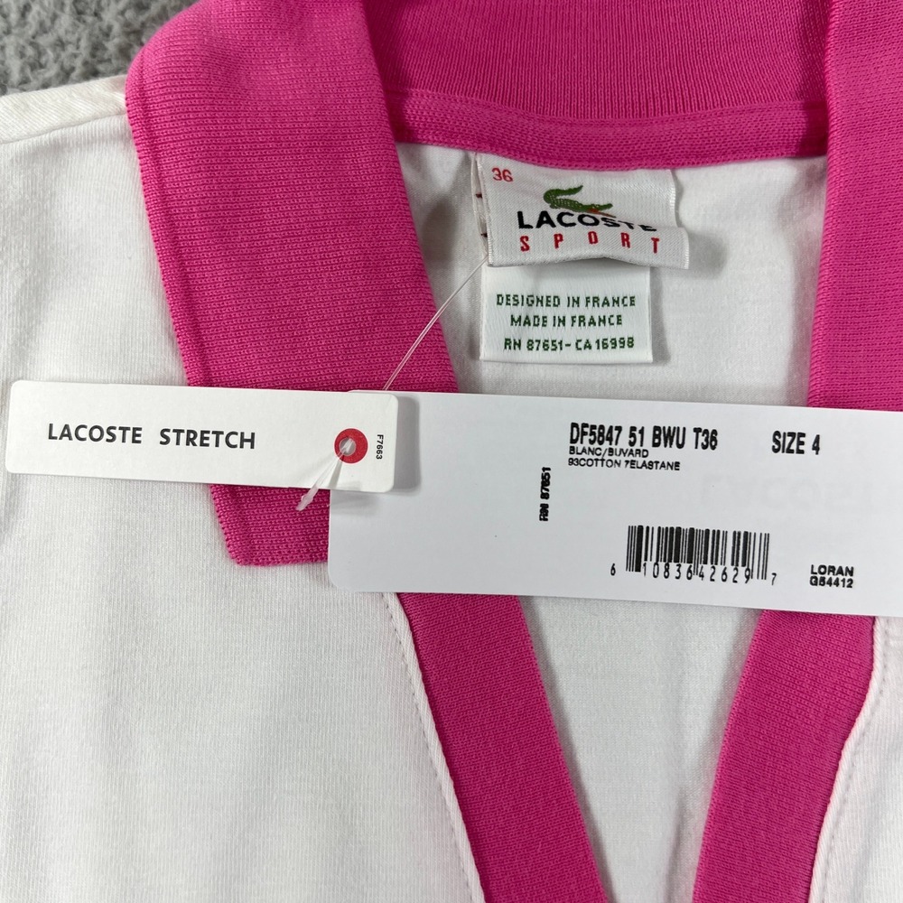 Lacoste Sport Polo Shirt Women US Size S (EU/4) White Sleeveless V-Neck Top NWT - Picture 4 of 10